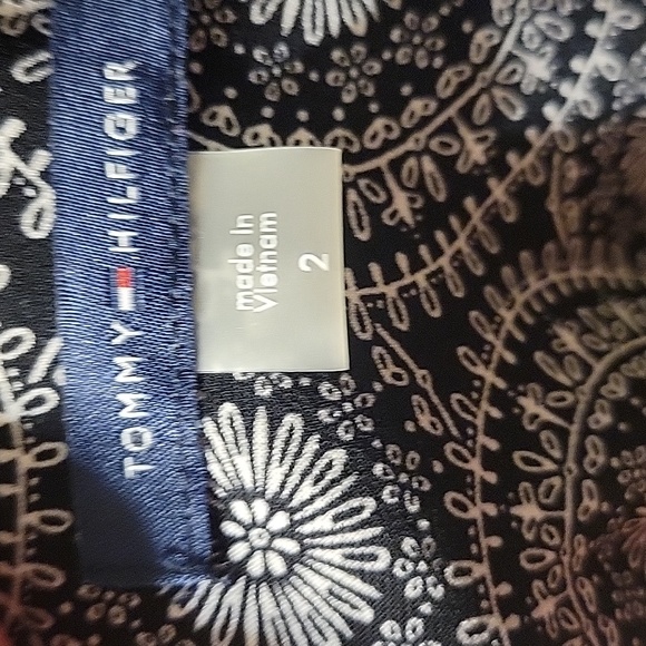 Tommy Hilfiger Bell Sleeve Mini Dress Black and White Womens‎ 2 - Picture 4 of 6